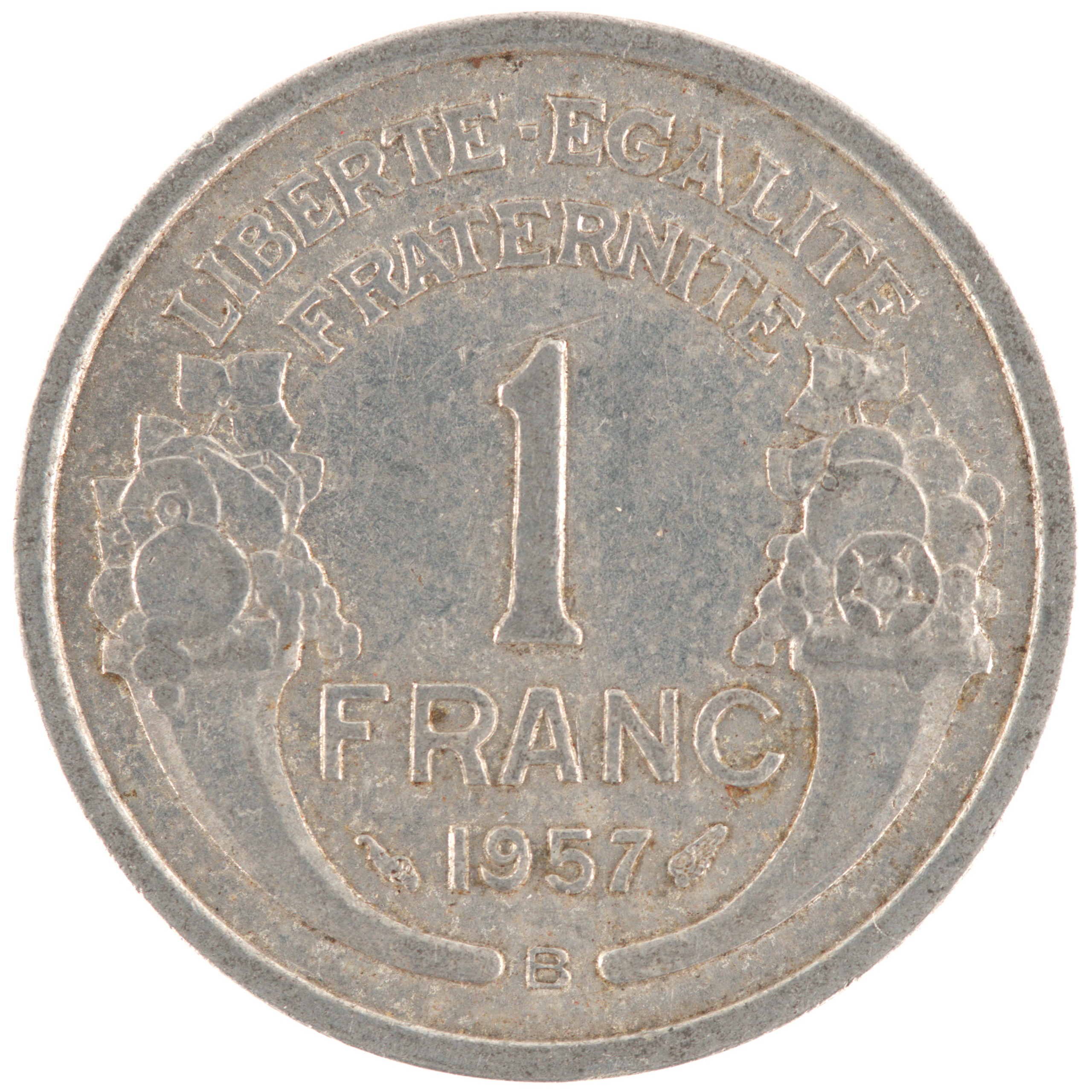 France - Pièce 1 Franc 1957 B aluminium - Morlon, légère