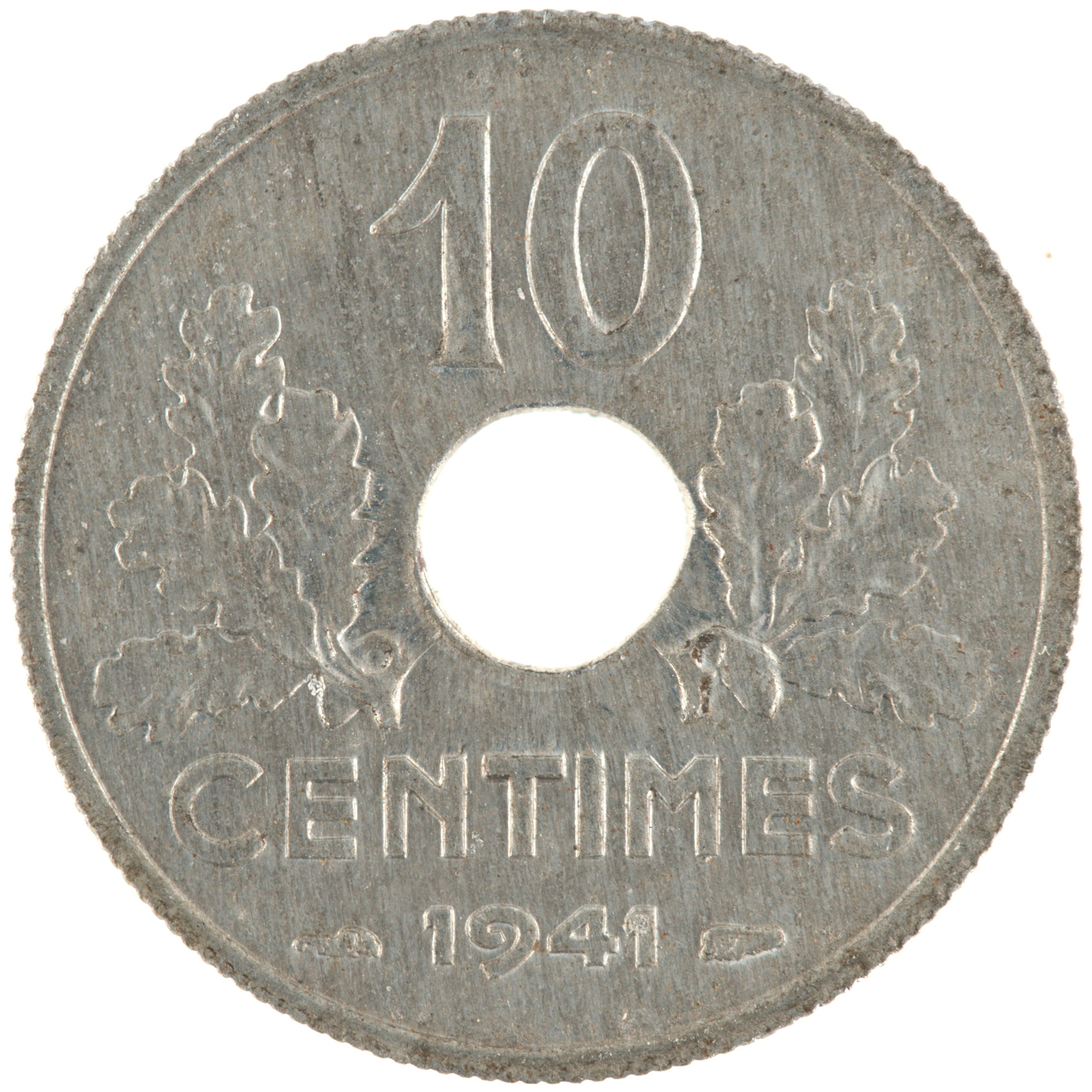 France - Pièce 10 Centimes 1941 zinc - Etat Français, grand module