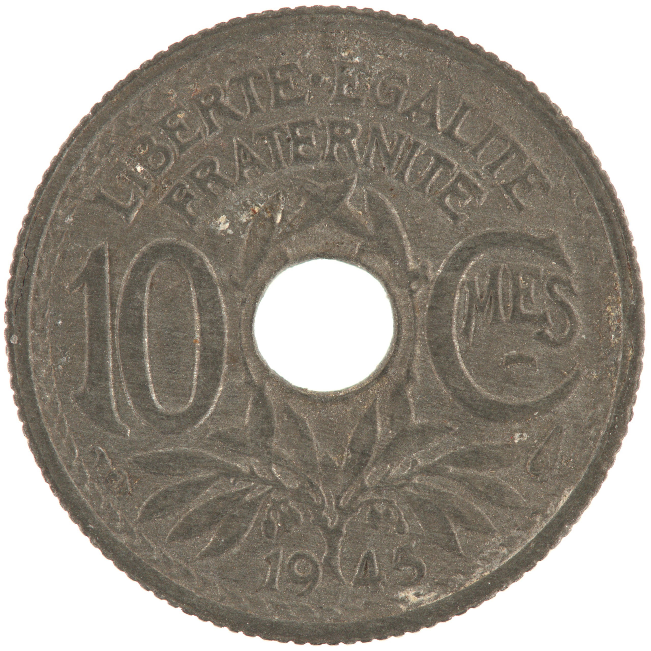 France - Pièce 10 Centimes 1945 zinc - Lindauer, petit module