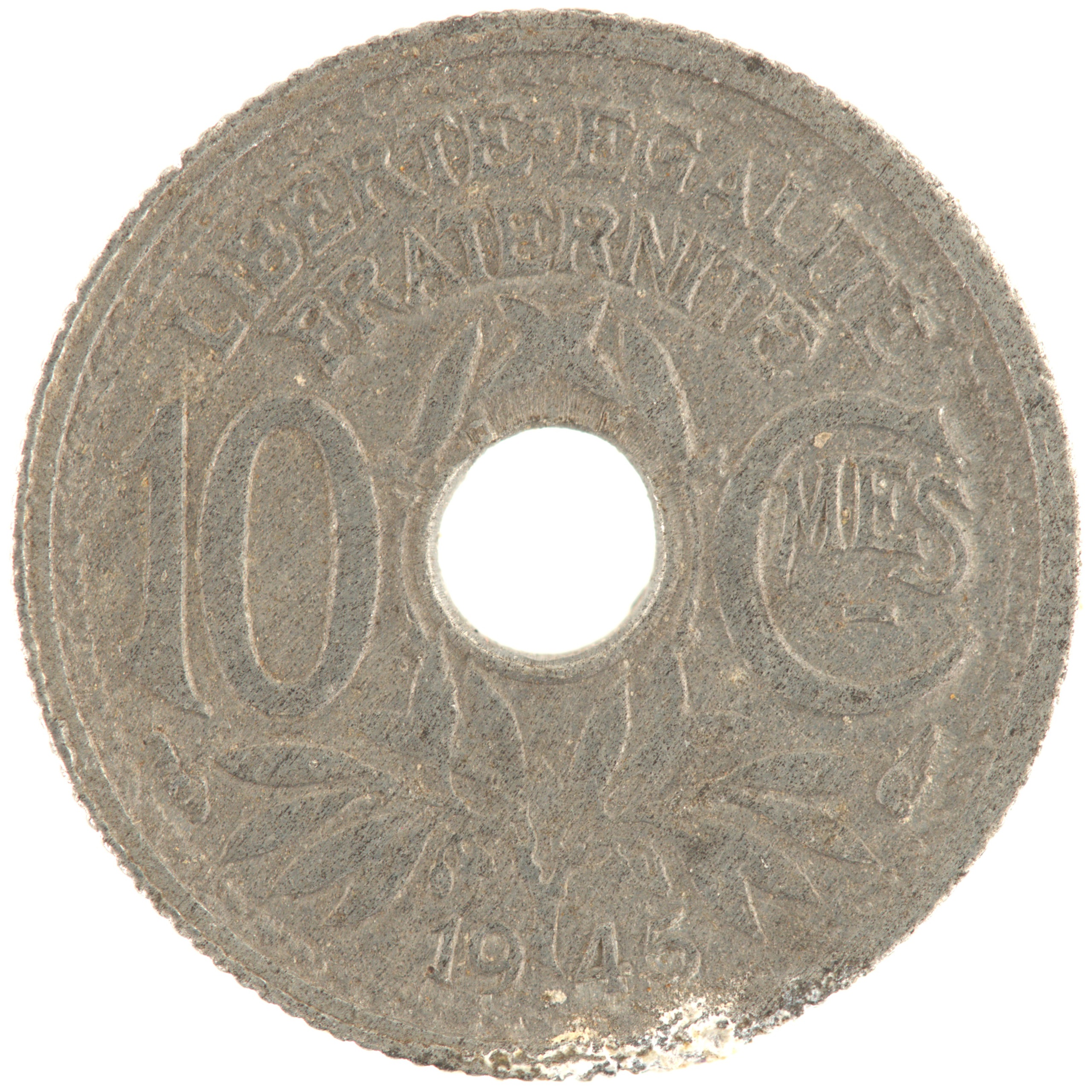 France - Pièce 10 Centimes 1945 zinc - Lindauer, petit module