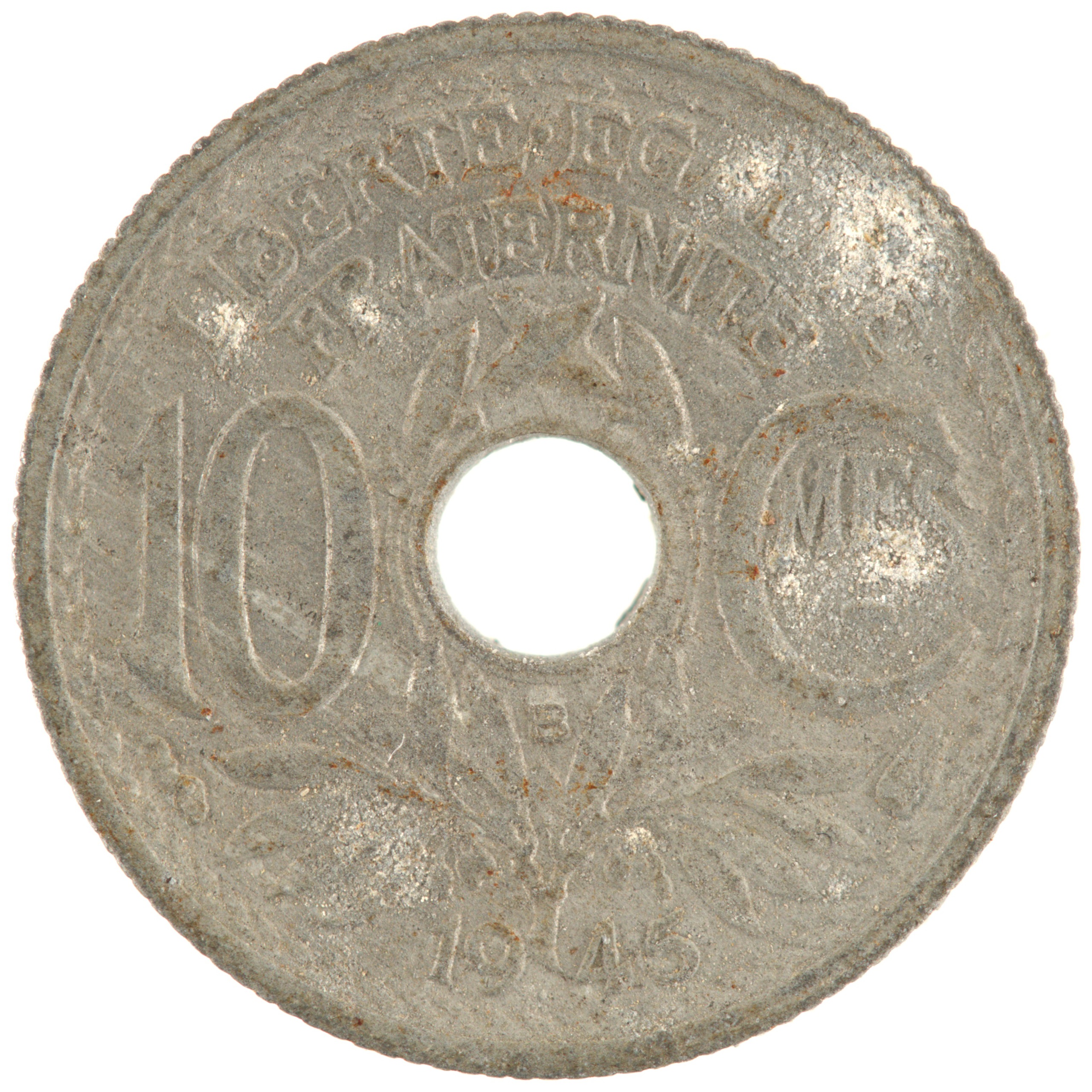 France - Pièce 10 Centimes 1945 B zinc - Lindauer, petit module