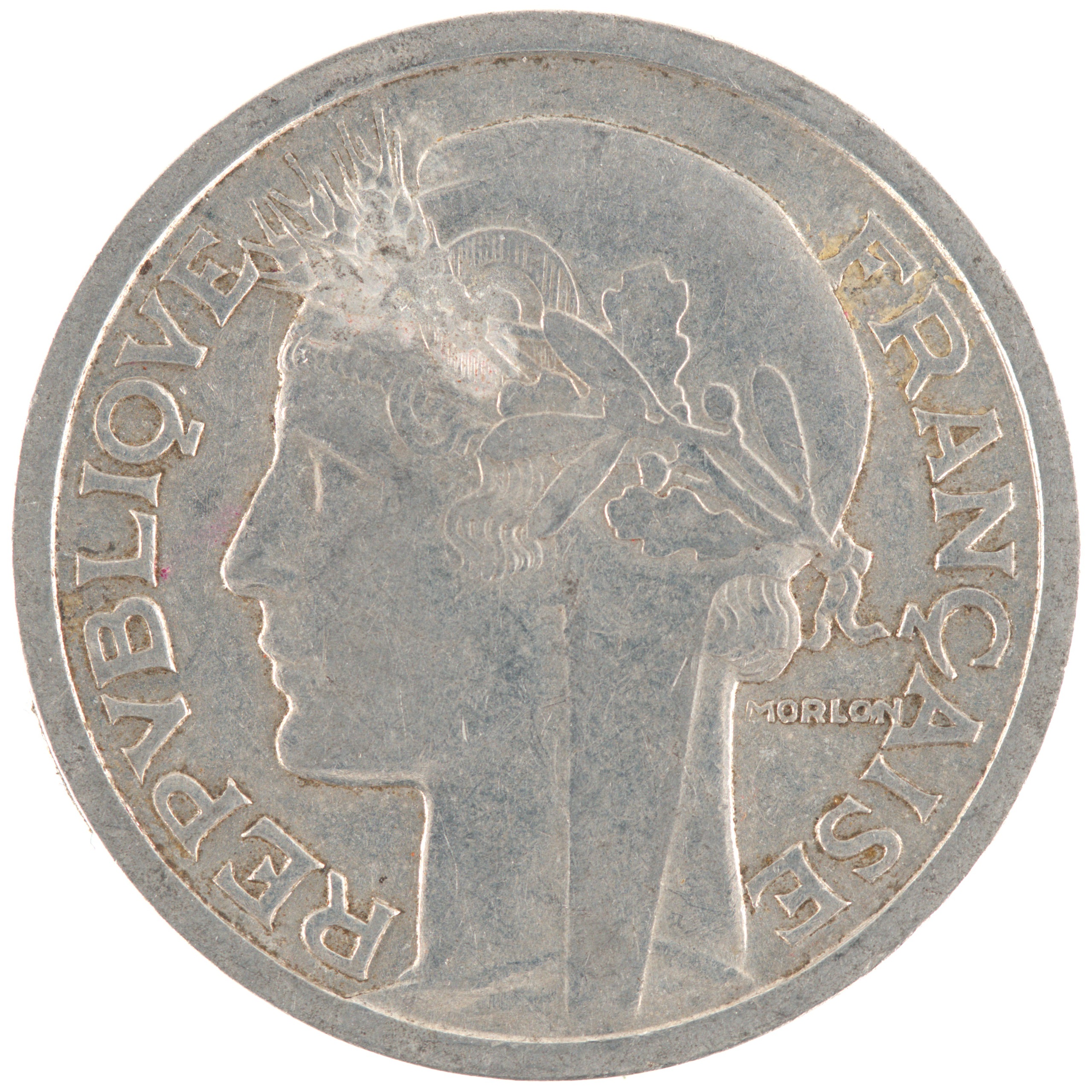 France - Pièce 2 Francs 1945 aluminium - Morlon – Image 2