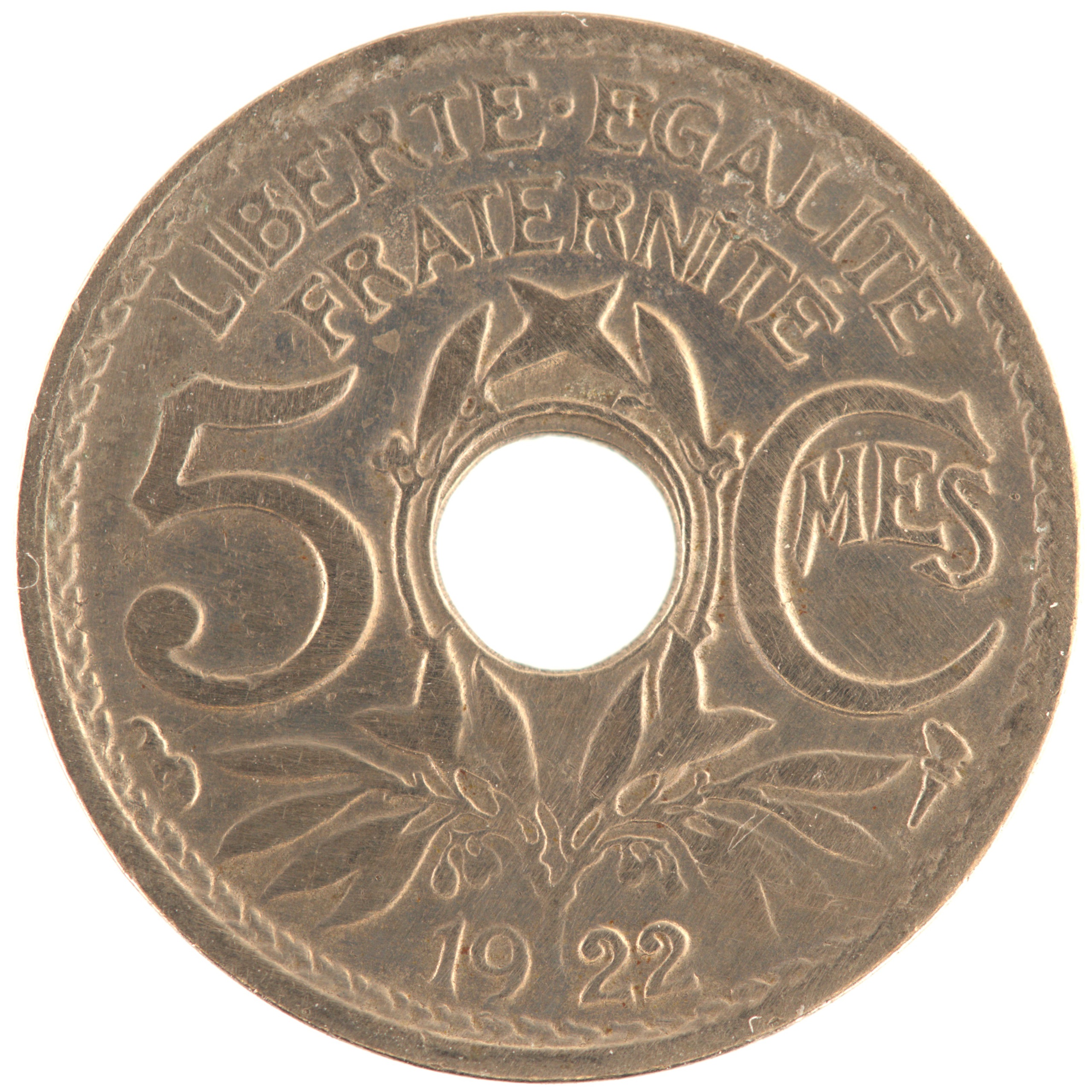France - Pièce 5 Centimes 1922 cupro-nickel - Lindauer, petit module