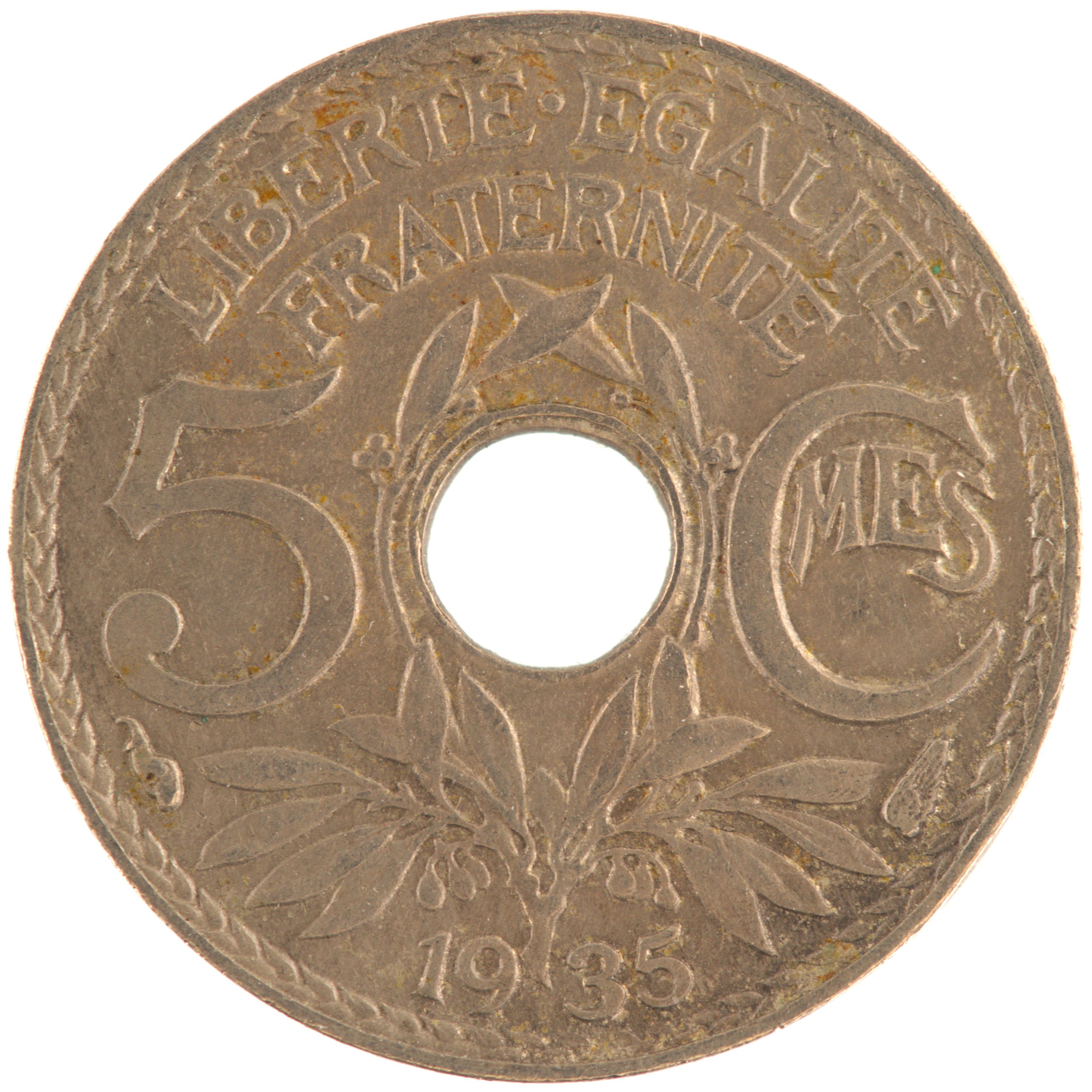 France - Pièce 5 Centimes 1935 cupro-nickel - Lindauer, petit module