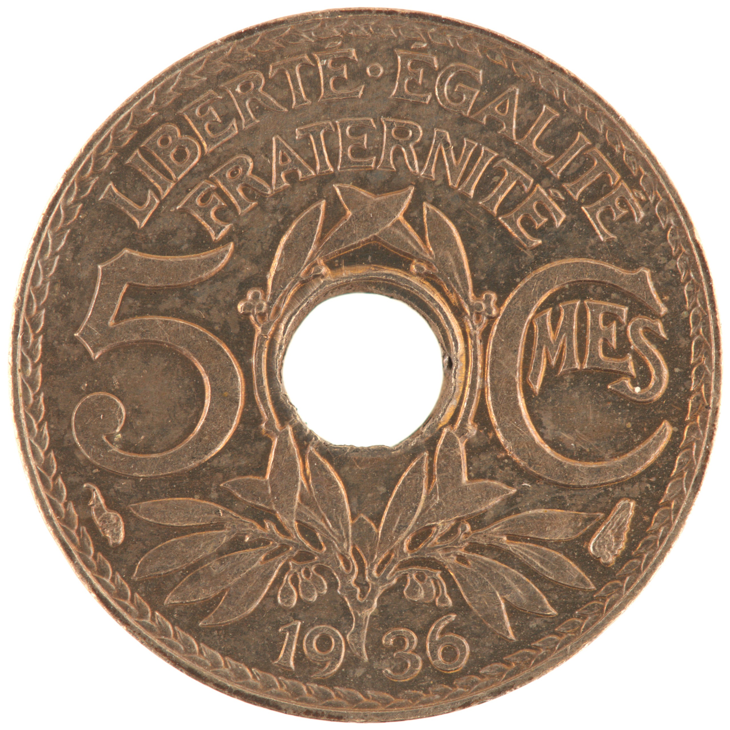France - Pièce 5 Centimes 1936 cupro-nickel - Lindauer, petit module
