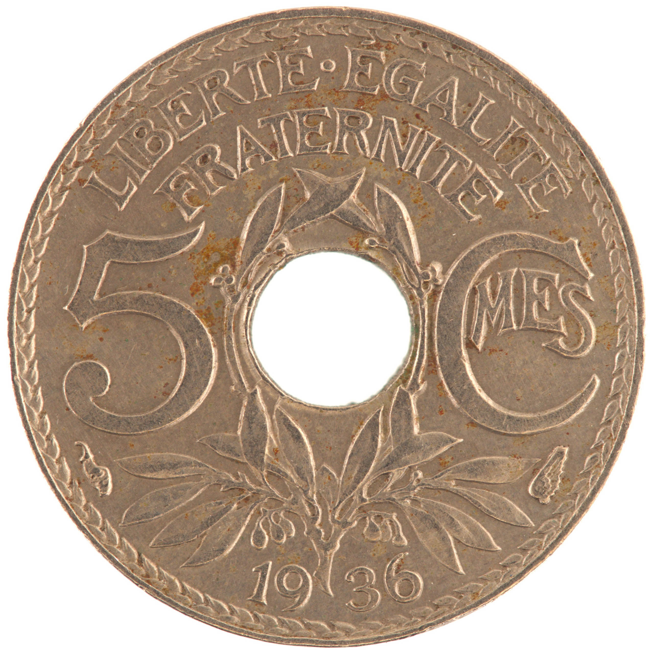 France - Pièce 5 Centimes 1936 cupro-nickel - Lindauer, petit module
