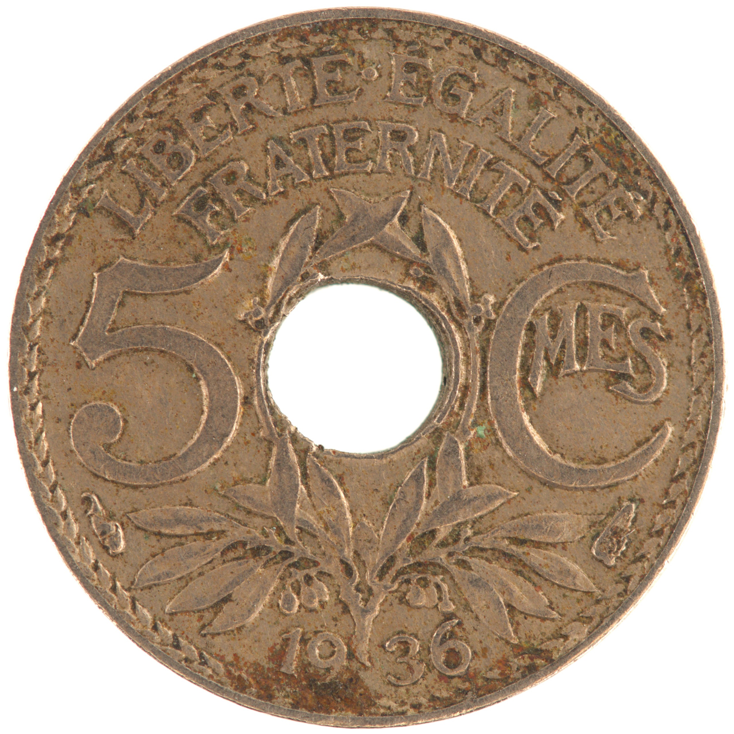 France - Pièce 5 Centimes 1936 cupro-nickel - Lindauer, petit module