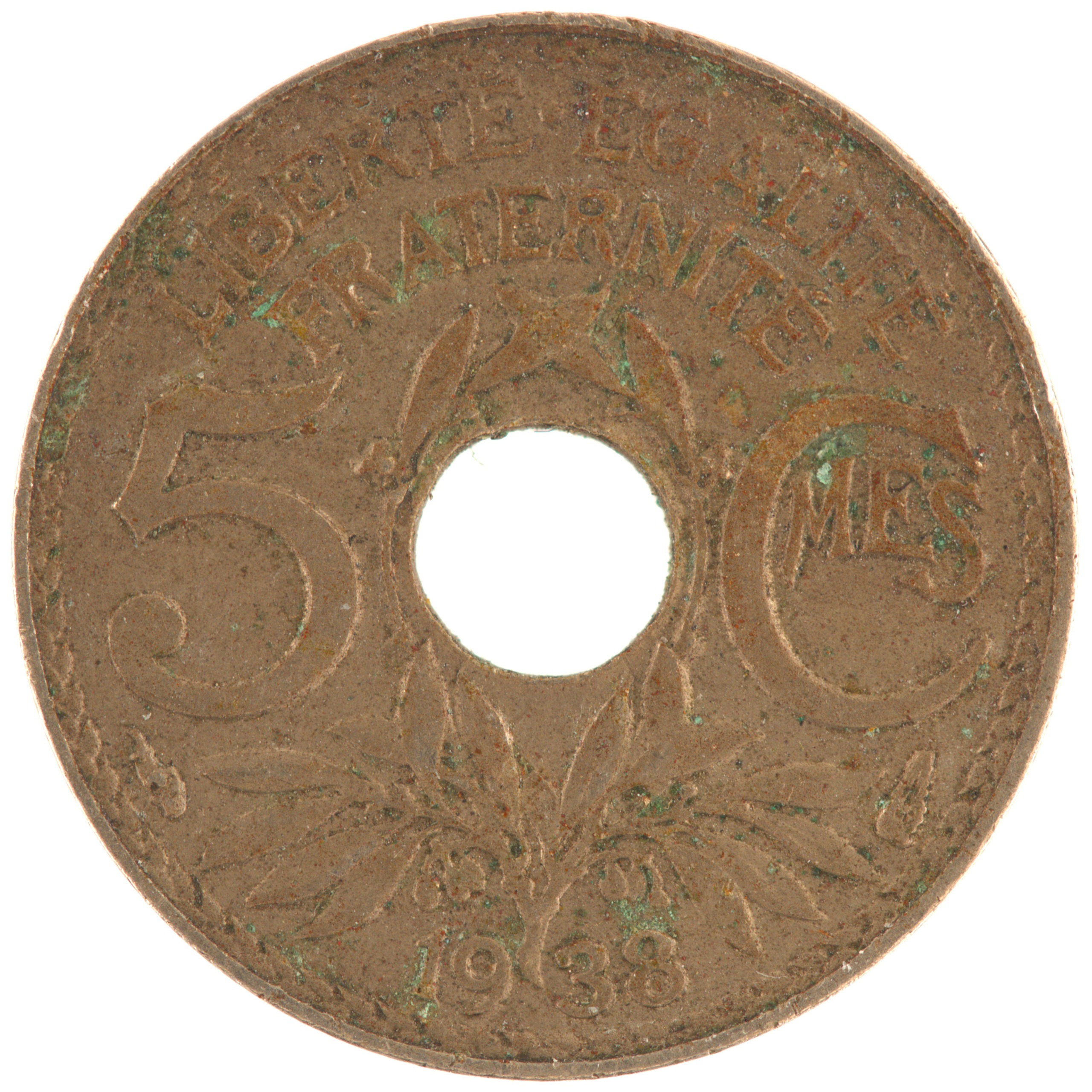 France - Pièce 5 Centimes 1938 cupro-nickel - Lindauer, petit module
