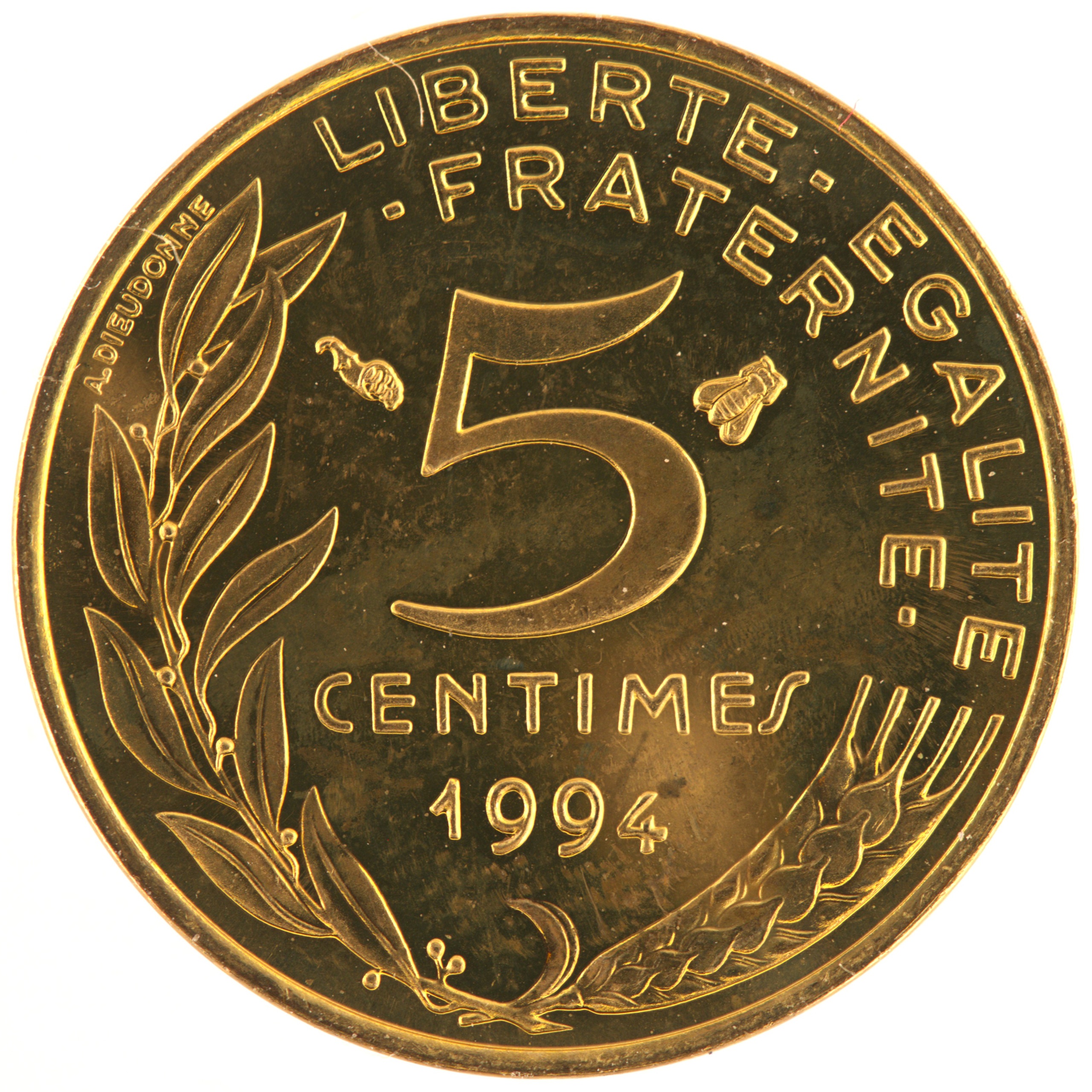 France - Pièce 5 Centimes 1994 bronze-aluminium - Marianne (abeille)