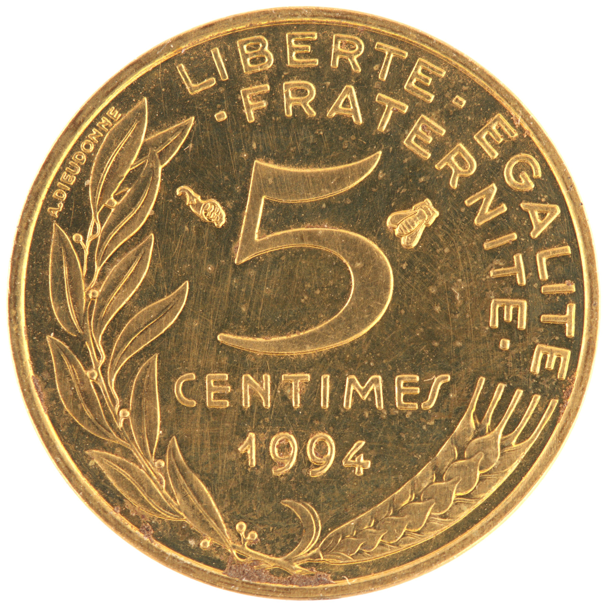 France - Pièce 5 Centimes 1994 bronze-aluminium - Marianne (abeille)