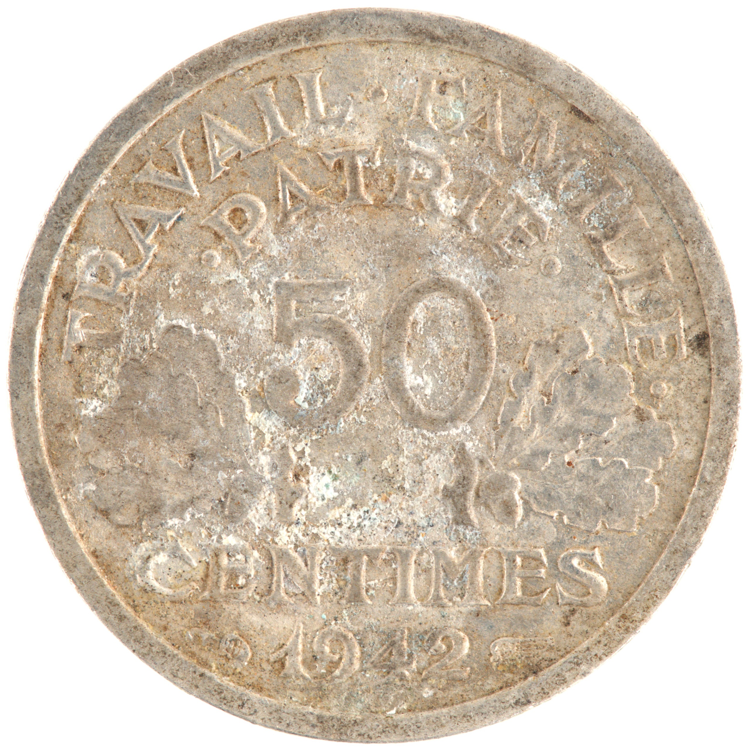 France - Pièce 50 Centimes 1942 aluminium - Francisque, lourde