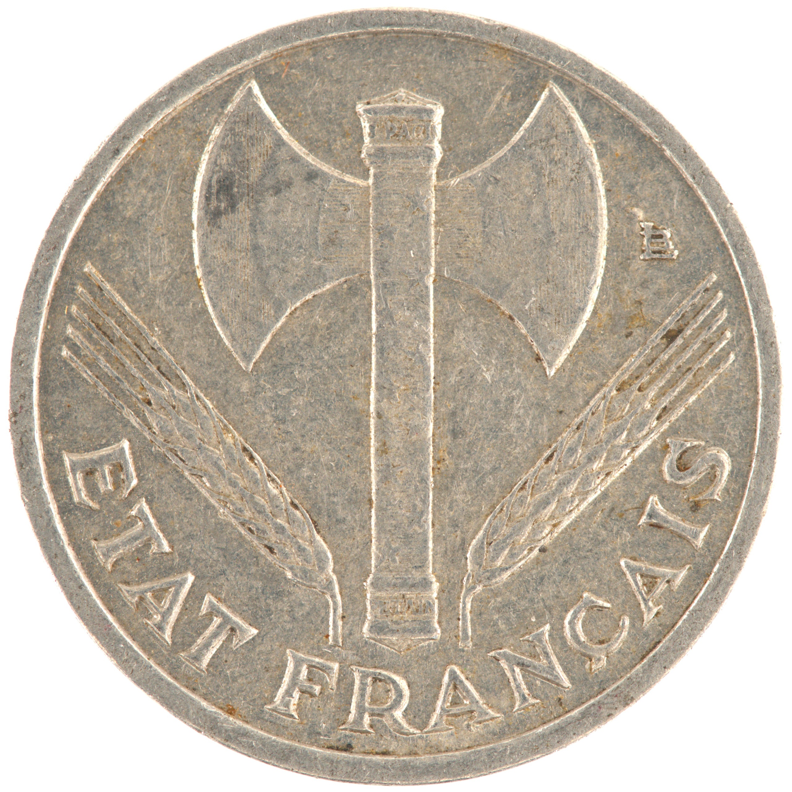 France - Pièce 50 Centimes 1943 aluminium - Francisque, légère – Image 2