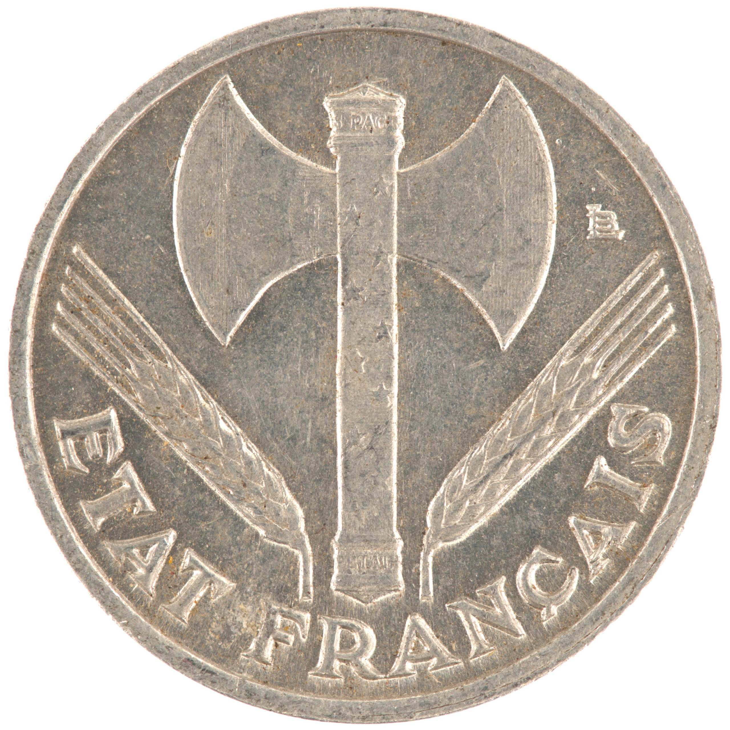France - Pièce 50 Centimes 1943 aluminium - Francisque, légère – Image 2