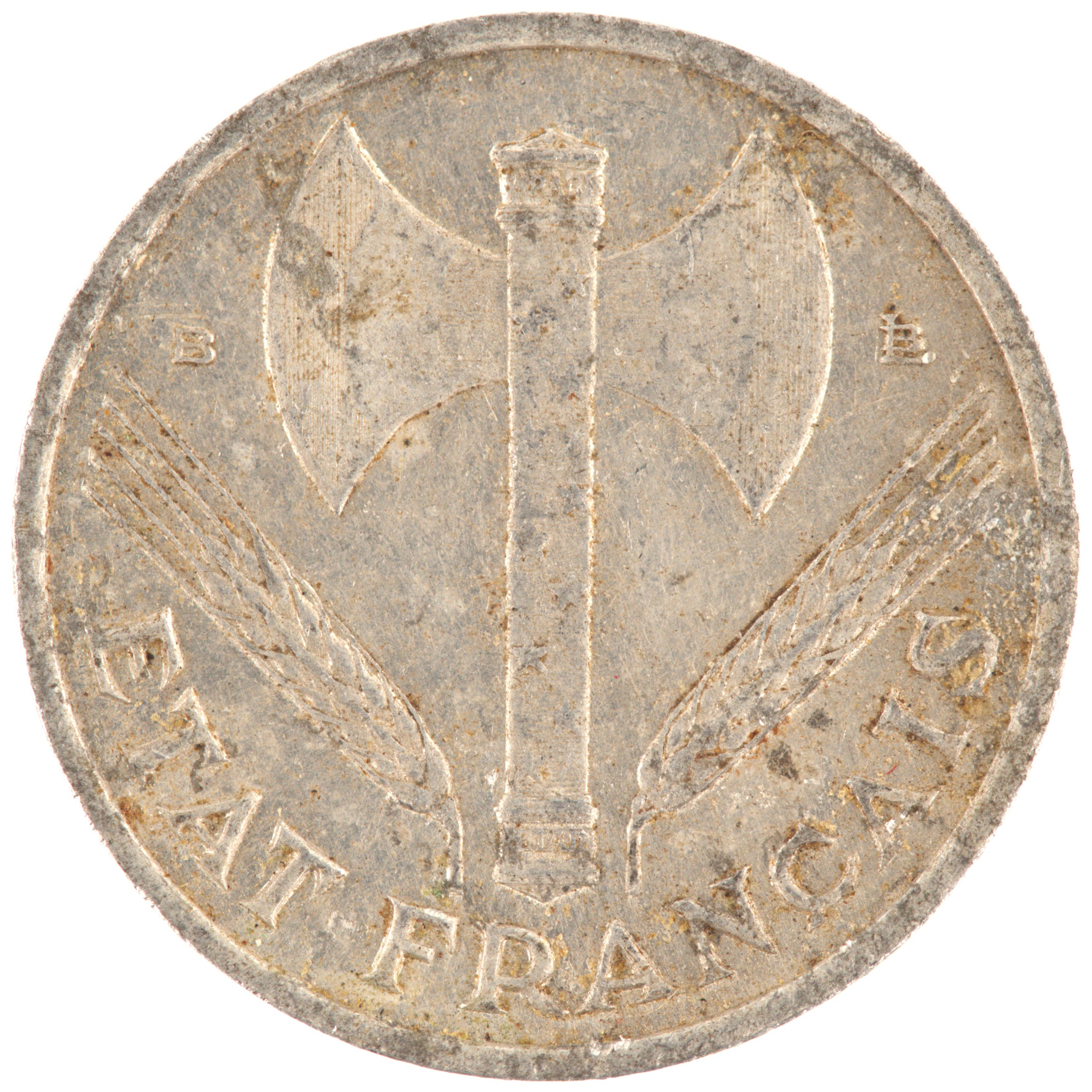 France - Pièce 50 Centimes 1944 B aluminium - Francisque, légère – Image 2