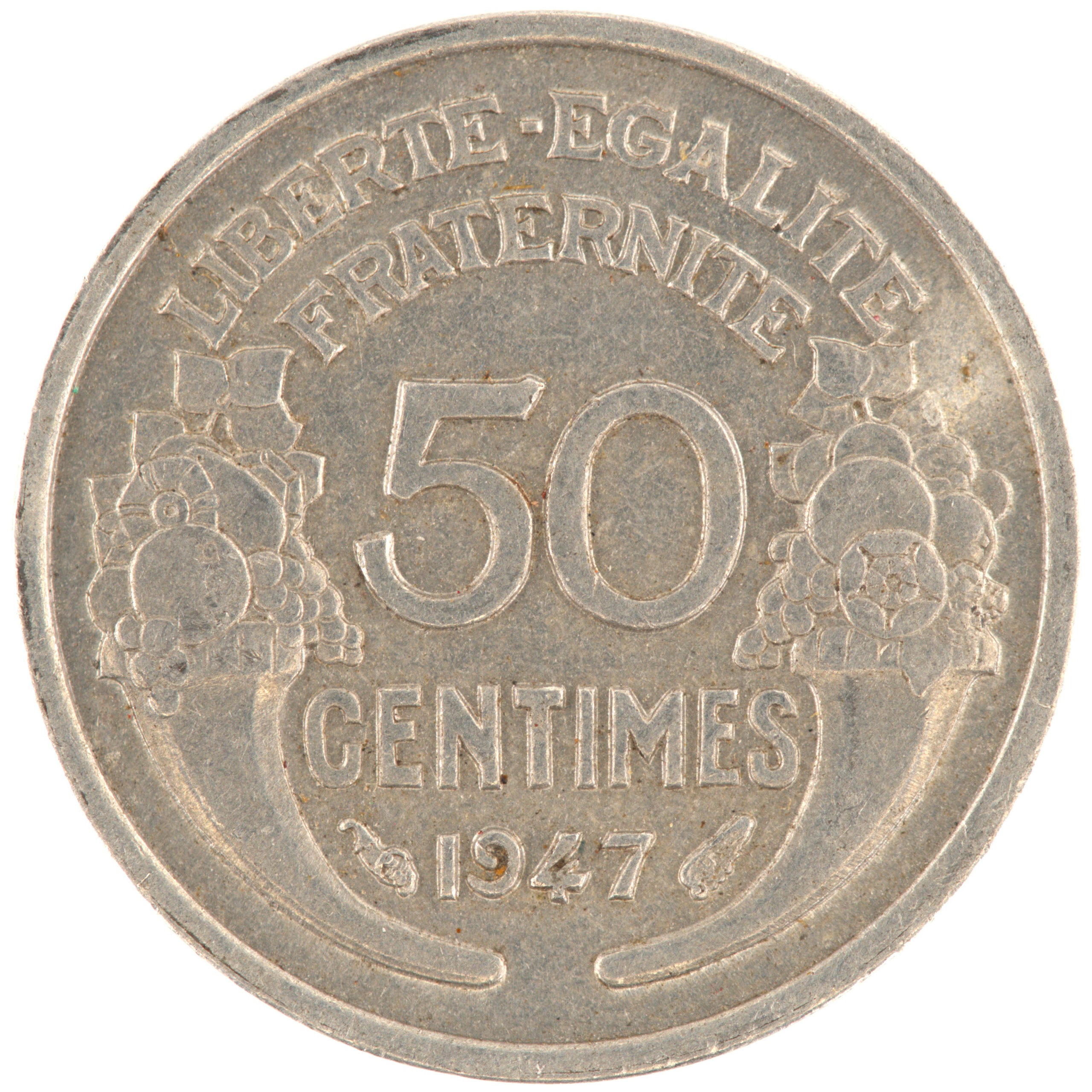 France - Pièce 50 Centimes 1947 aluminium - Morlon, légère