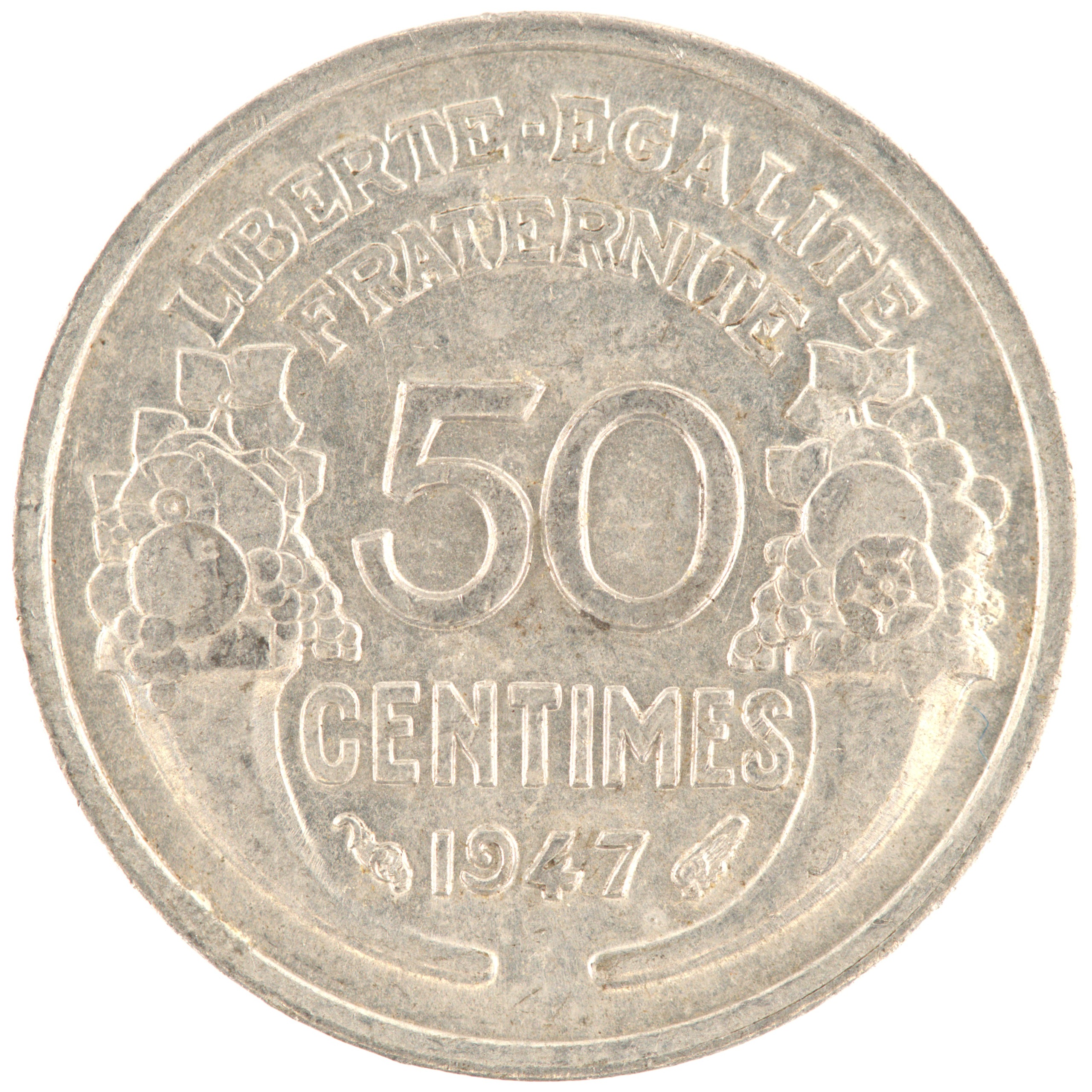 France - Pièce 50 Centimes 1947 aluminium - Morlon, légère