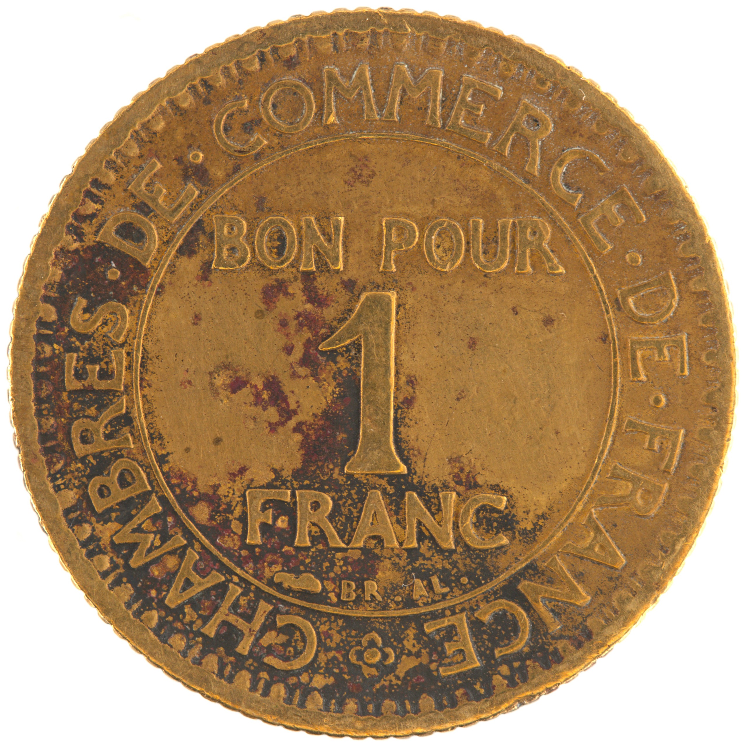 France - Pièce Bon pour 1 Franc 1923 bronze-aluminium - Chambres de Commerce – Image 2