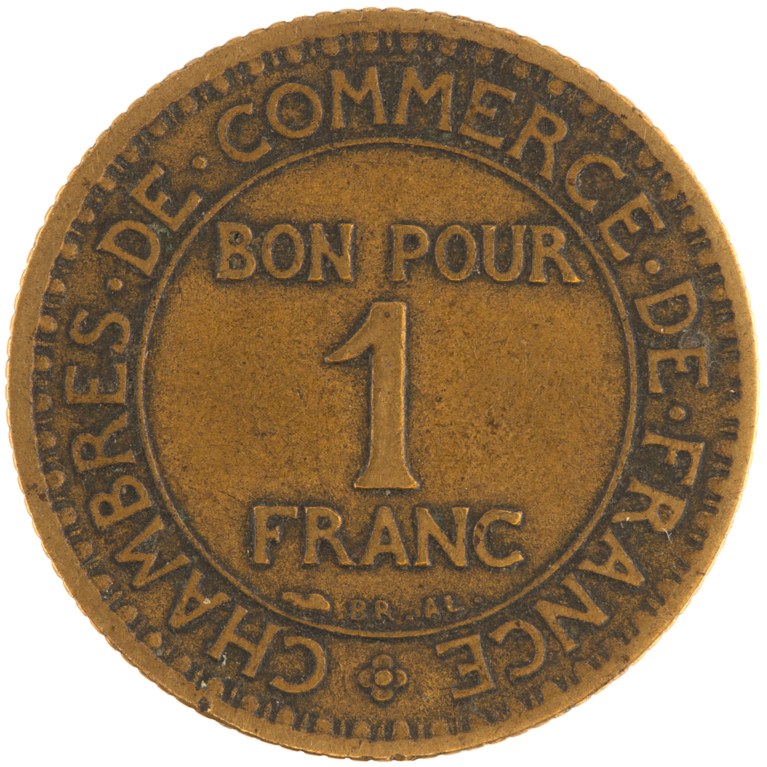France - Pièce Bon pour 1 Franc 1923 bronze-aluminium - Chambres de Commerce – Image 2
