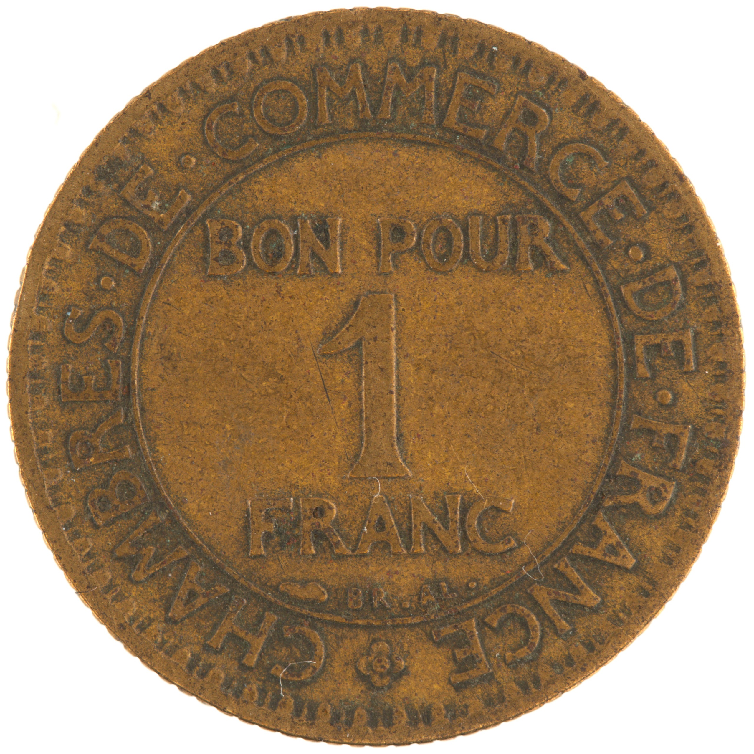 France - Pièce Bon pour 1 Franc 1924 bronze-aluminium - Chambres de Commerce – Image 2