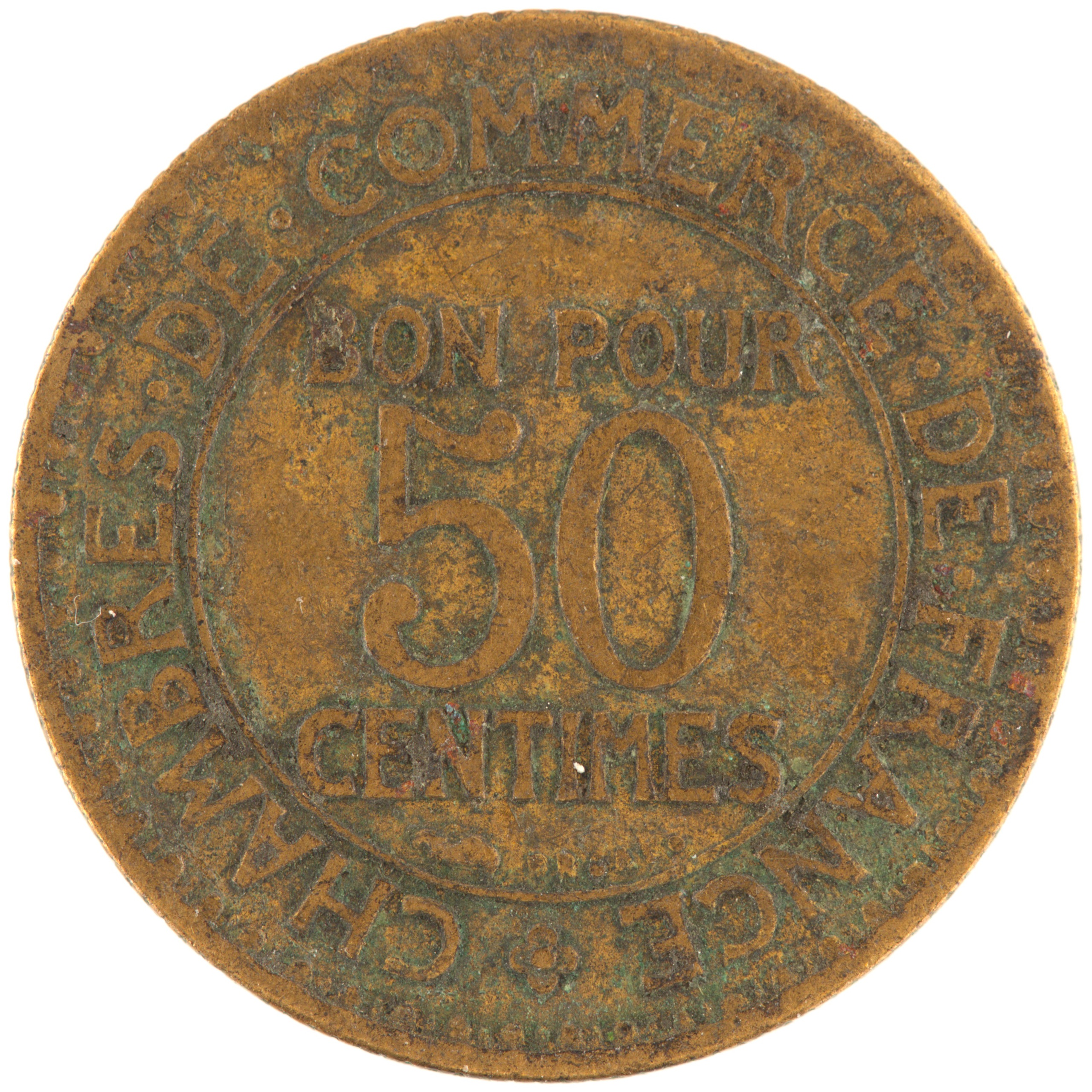 France - Pièce Bon pour 50 Centimes 1921 bronze-aluminium - Chambres de Commerce – Image 2