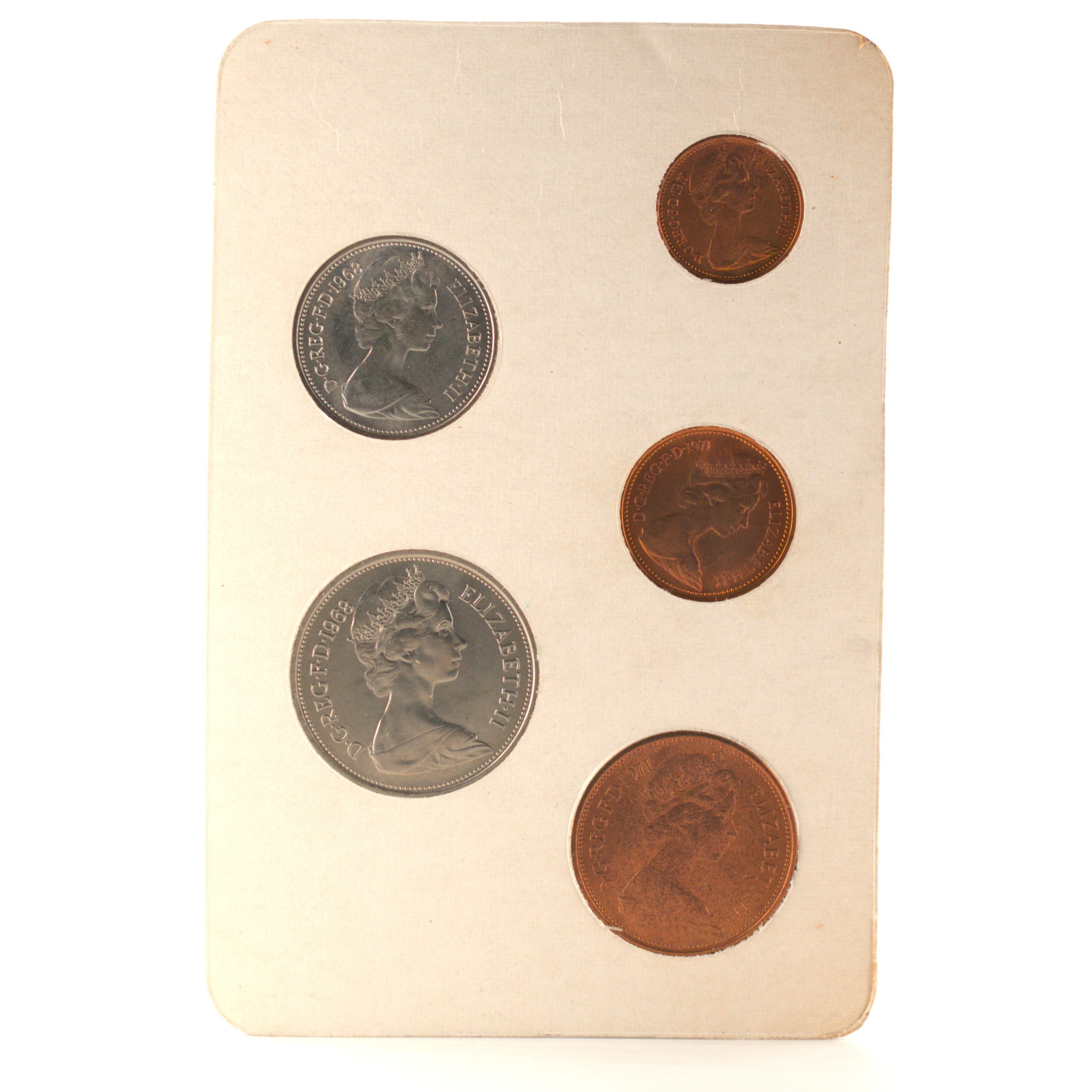 Royaume-Uni - Coffret New Pence 1968 et 1971 - Premières monnaies du système décimal – Image 3