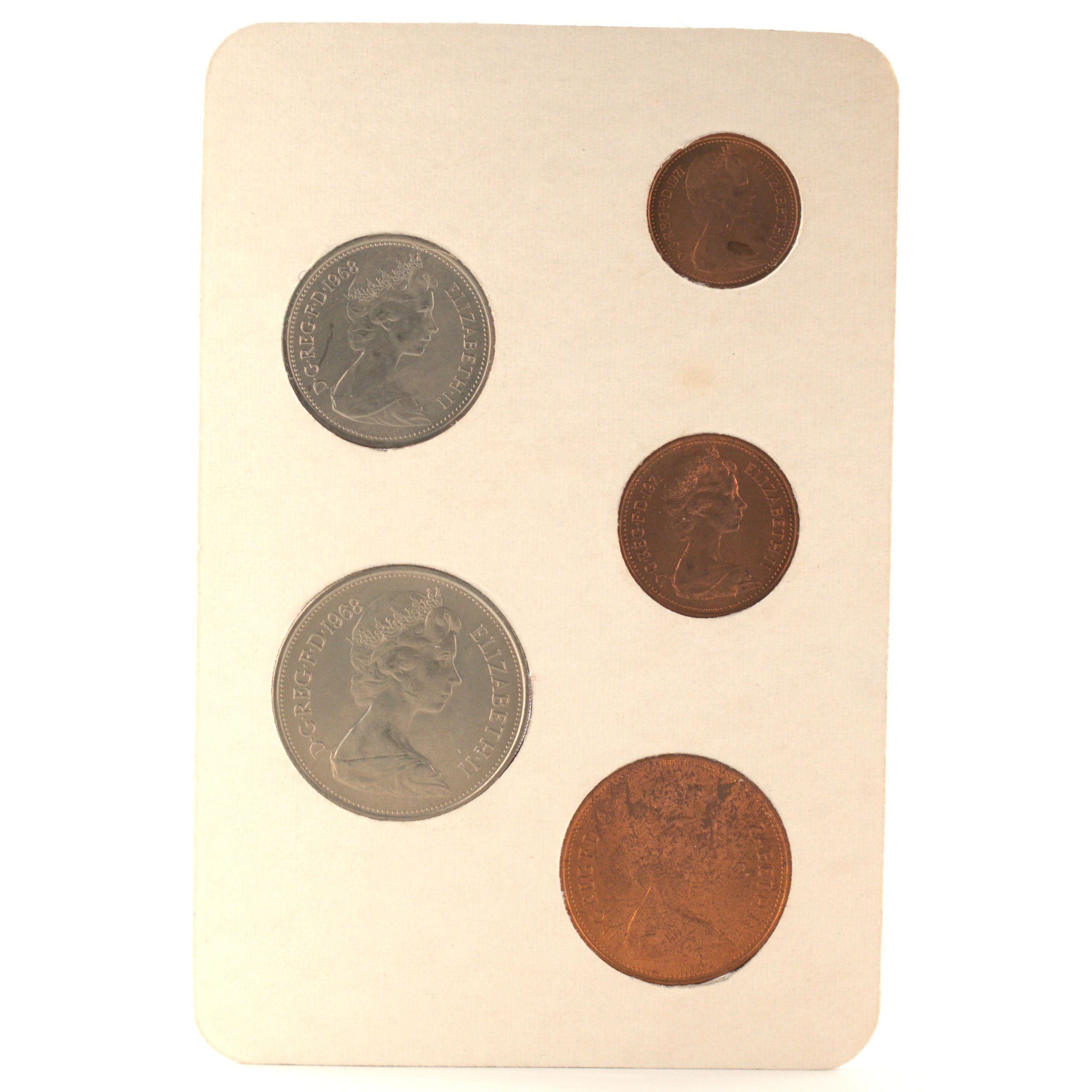 Royaume-Uni - Coffret New Pence 1968 et 1971 - Premières monnaies du système décimal – Image 3