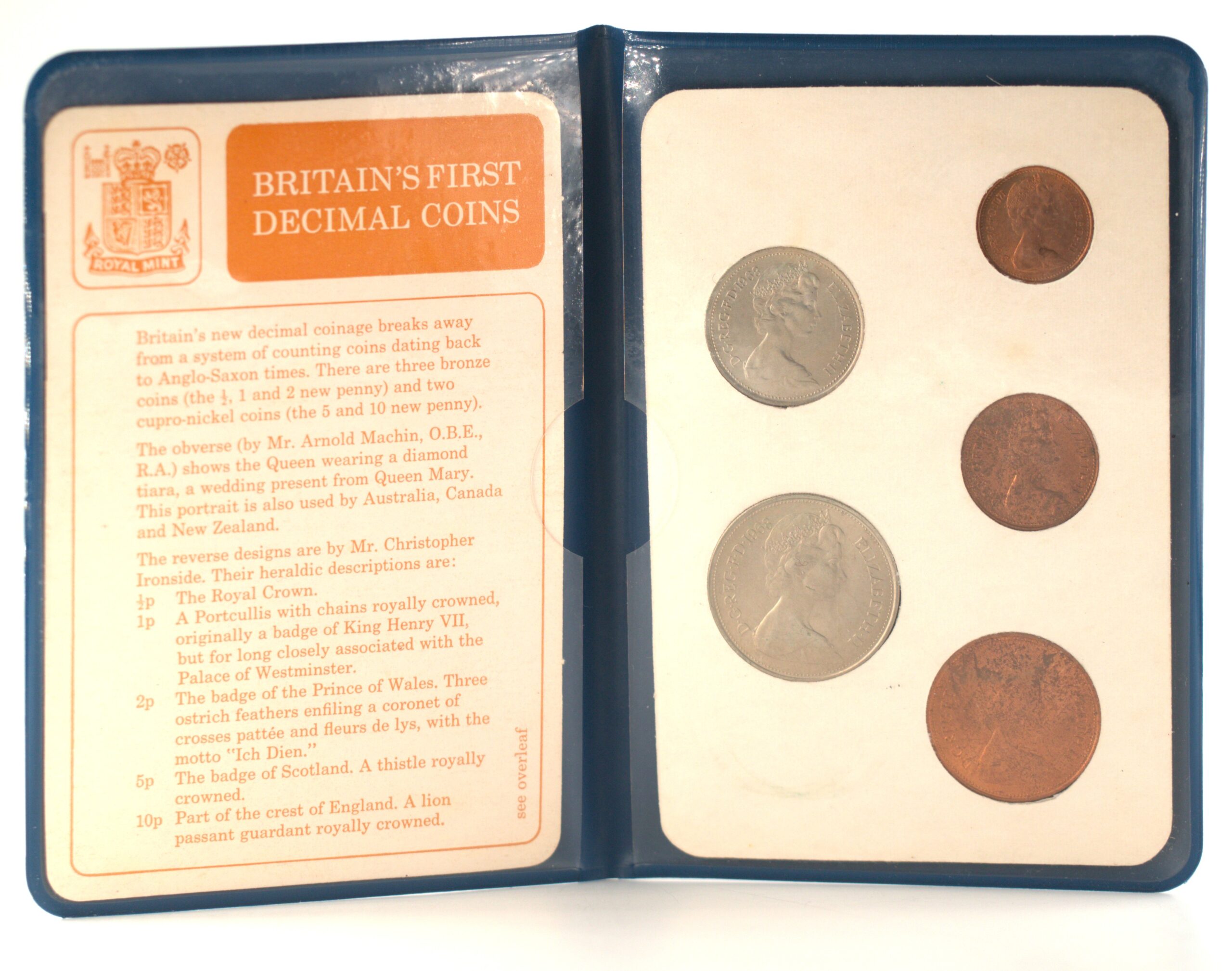 Royaume-Uni - Coffret New Pence 1968 et 1971 - Premières monnaies du système décimal – Image 2