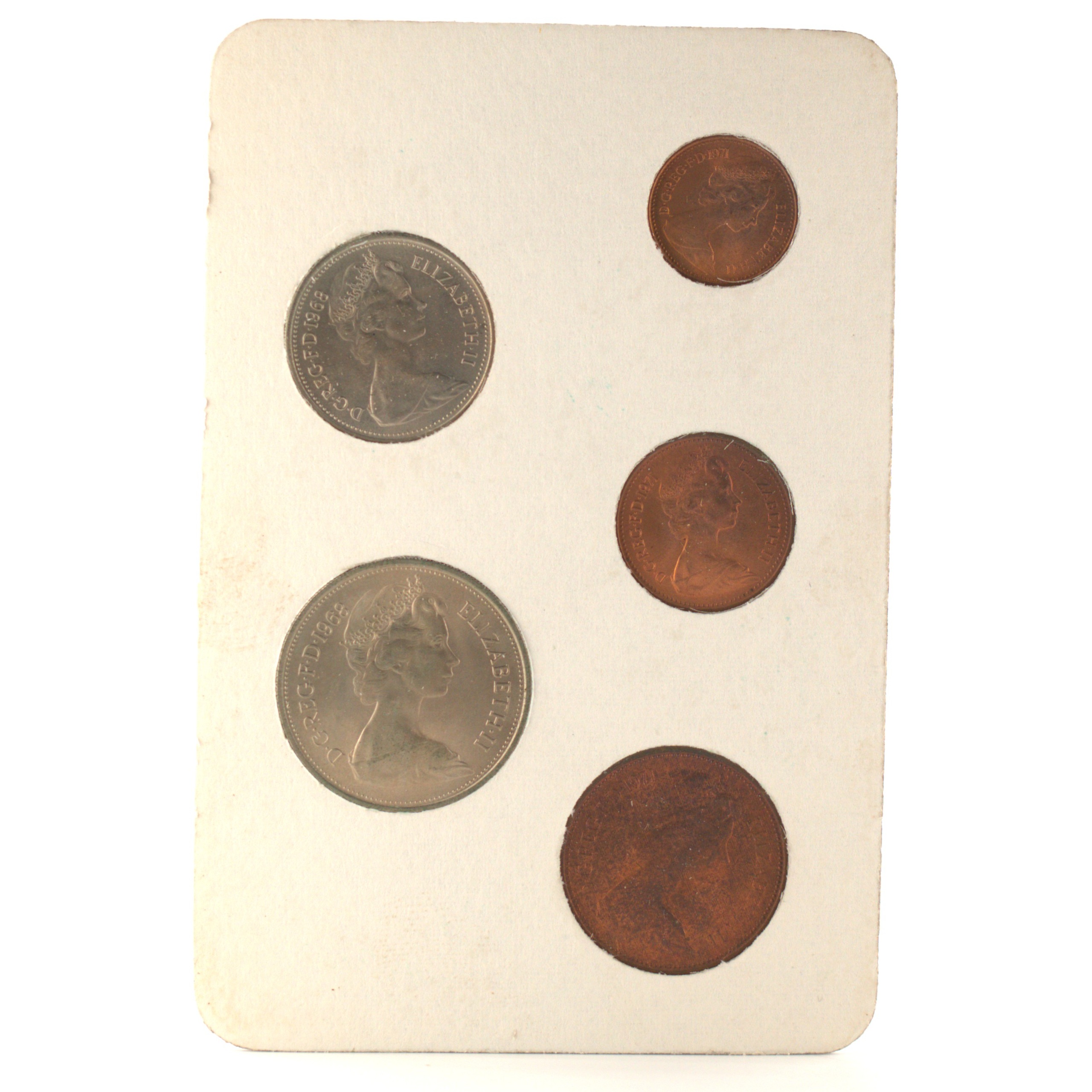 Royaume-Uni - Coffret New Pence 1968 et 1971 - Premières monnaies du système décimal – Image 3