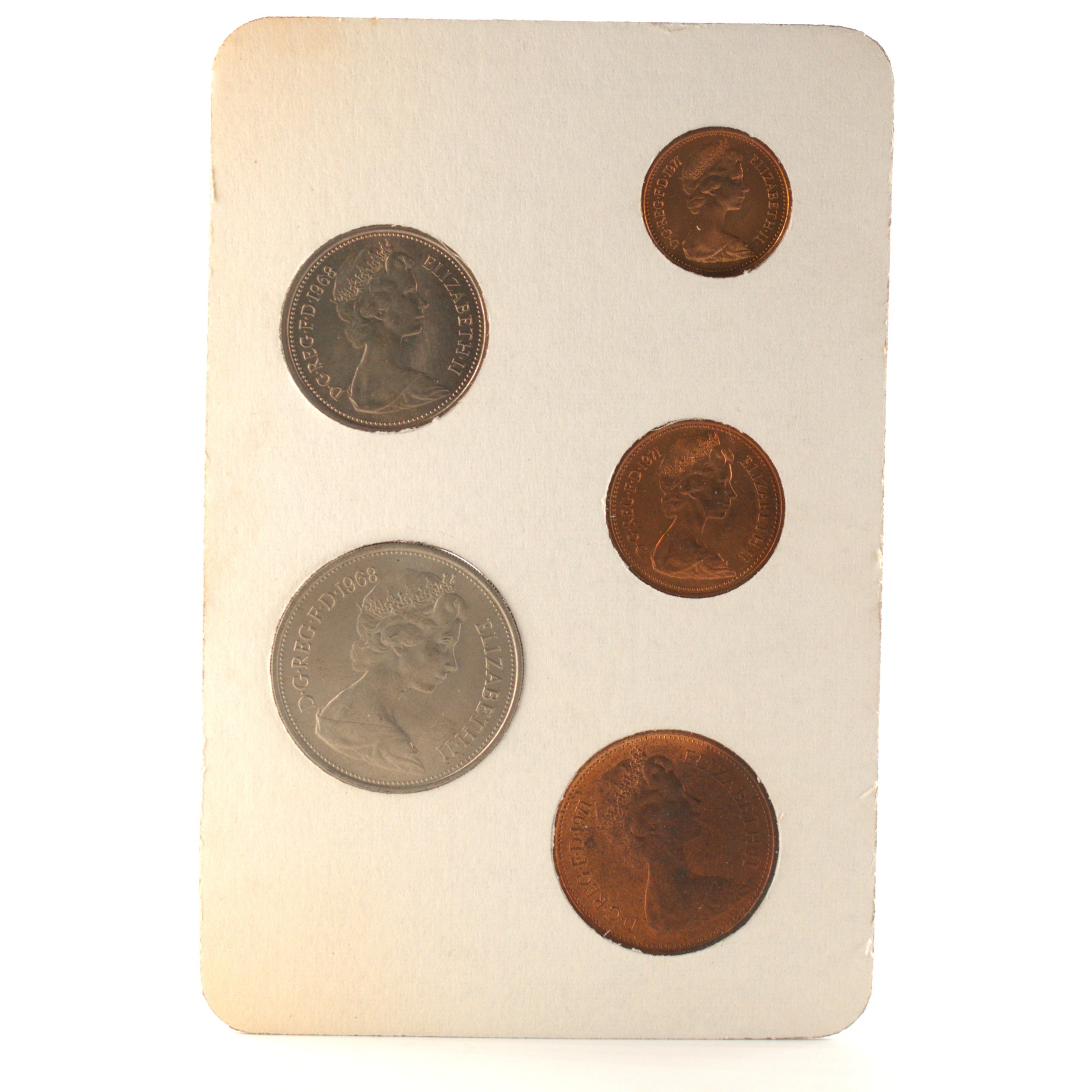 Royaume-Uni - Coffret New Pence 1968 et 1971 - Premières monnaies du système décimal – Image 3