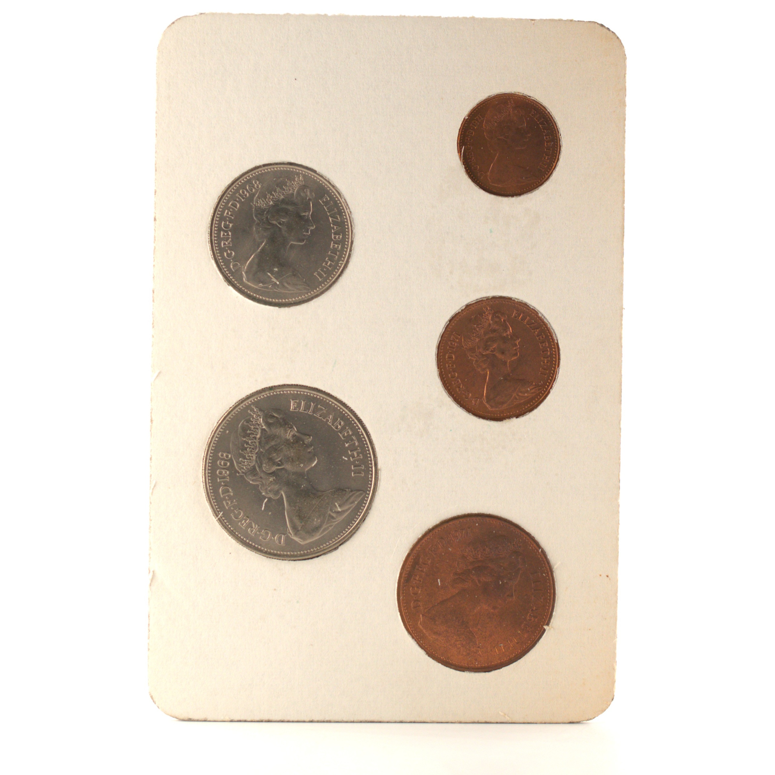 Royaume-Uni - Coffret New Pence 1968 et 1971 - Premières monnaies du système décimal – Image 3