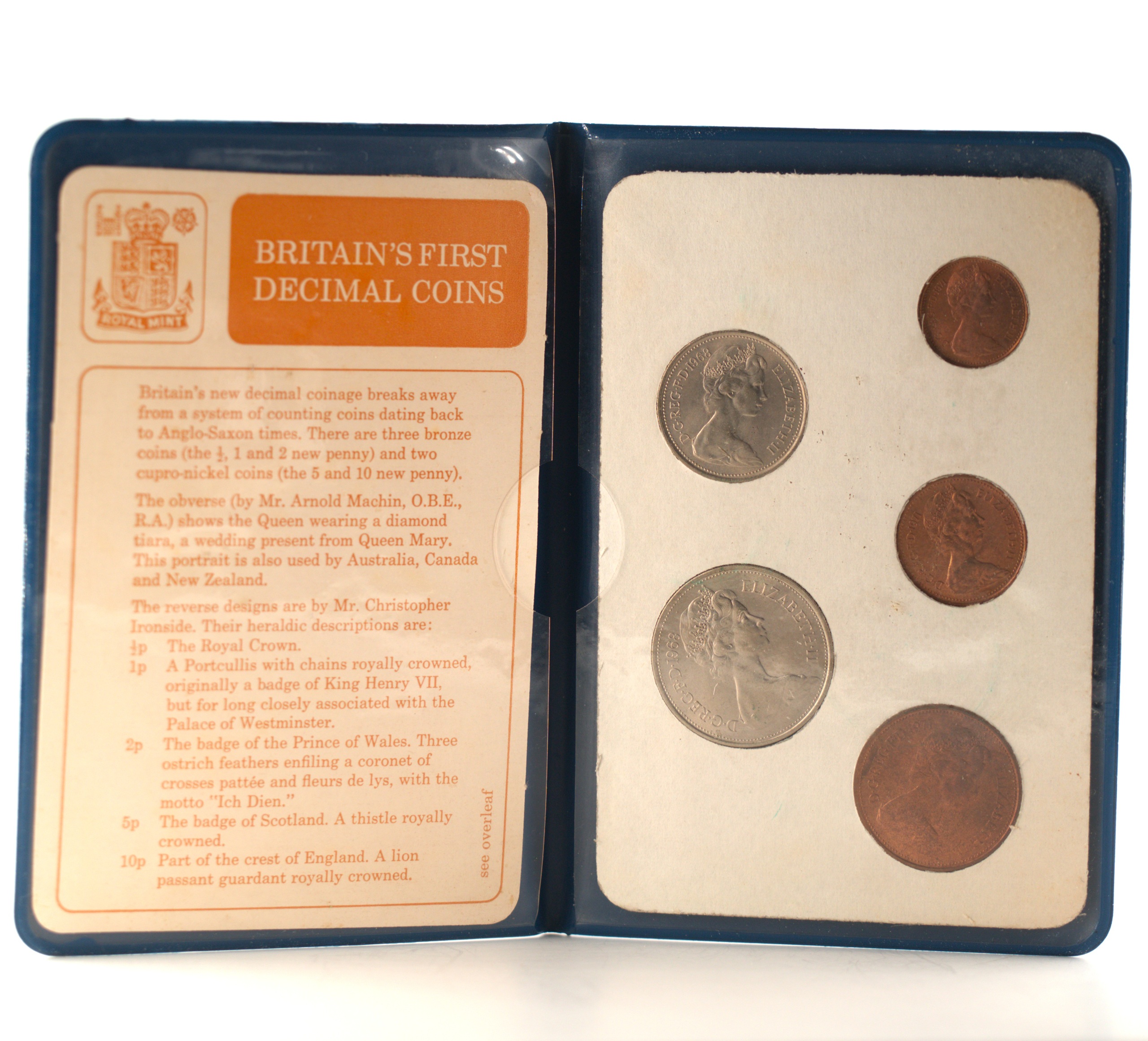 Royaume-Uni - Coffret New Pence 1968 et 1971 - Premières monnaies du système décimal – Image 2