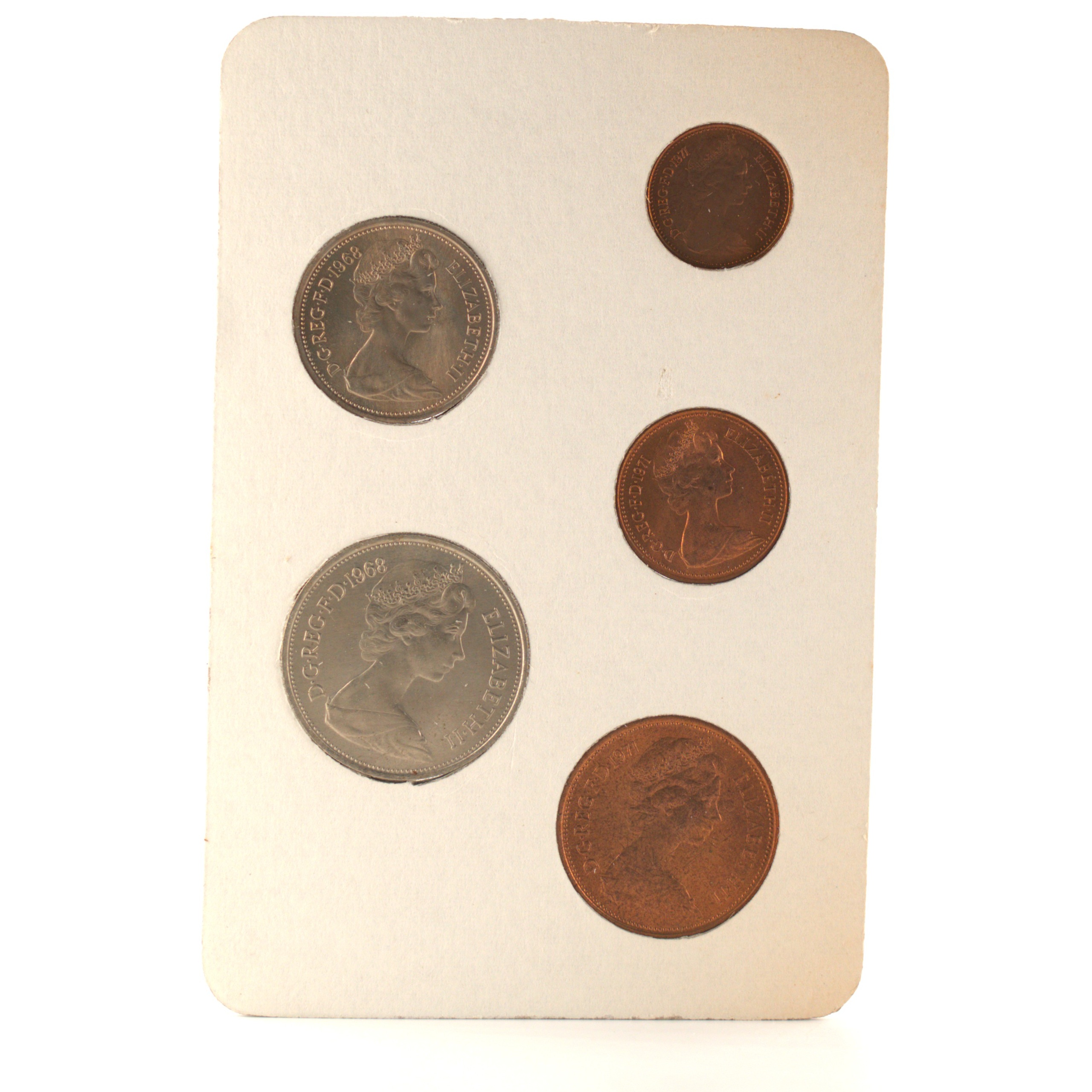 Royaume-Uni - Coffret New Pence 1968 et 1971 - Premières monnaies du système décimal – Image 3