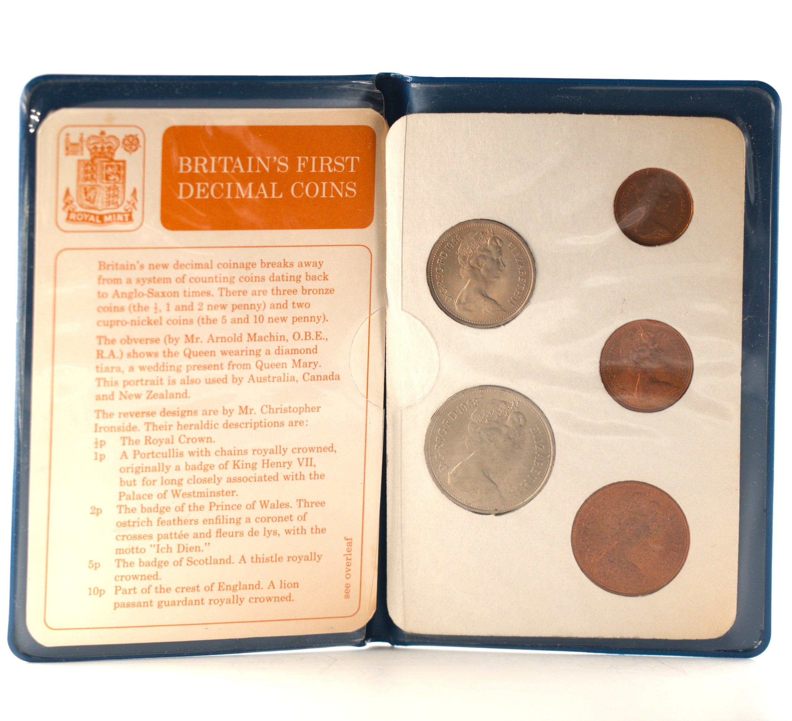 Royaume-Uni - Coffret New Pence 1968 et 1971 - Premières monnaies du système décimal – Image 2
