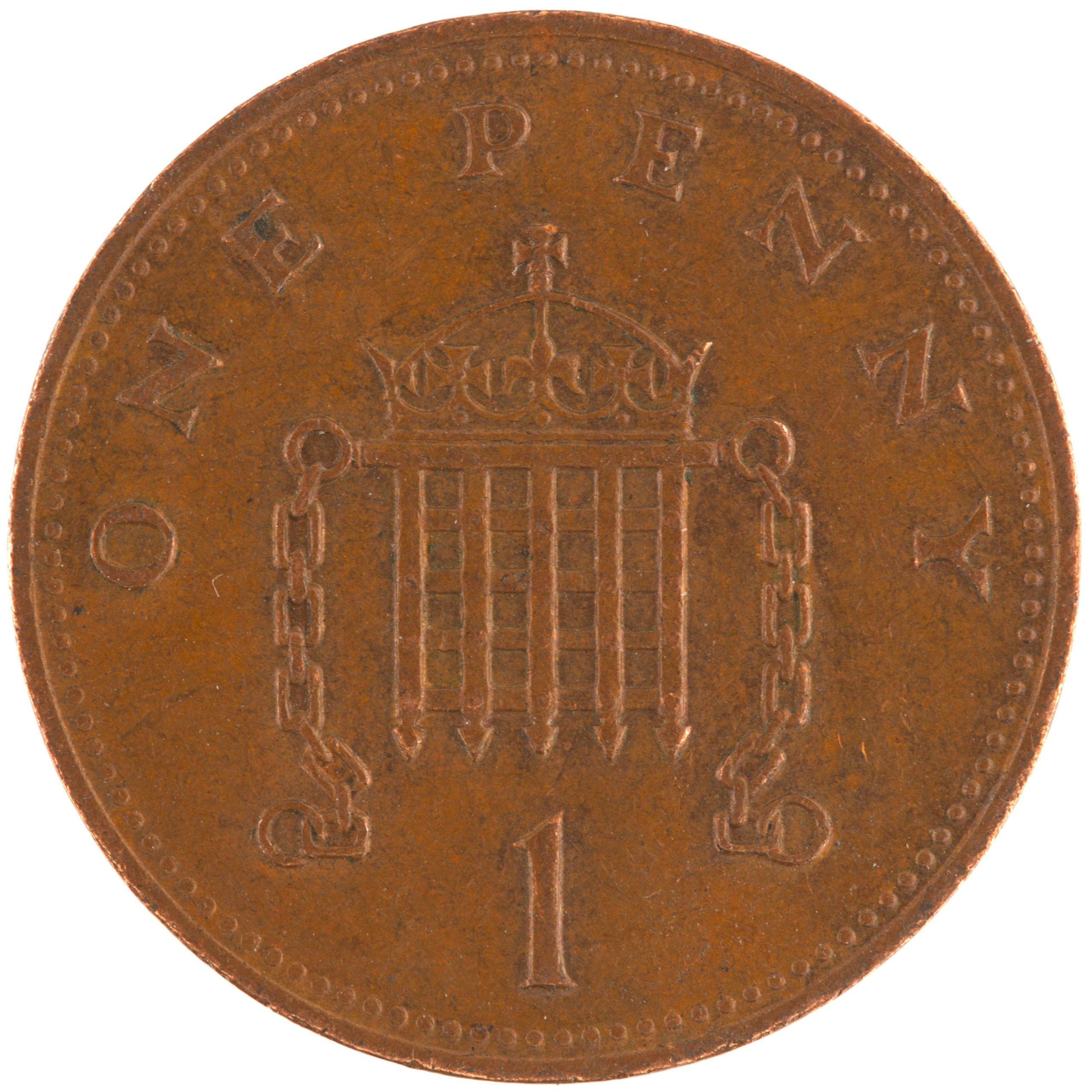 Royaume-Uni - Pièce 1 Penny 1987 bronze - Elisabeth II / Herse Couronnée – Image 2