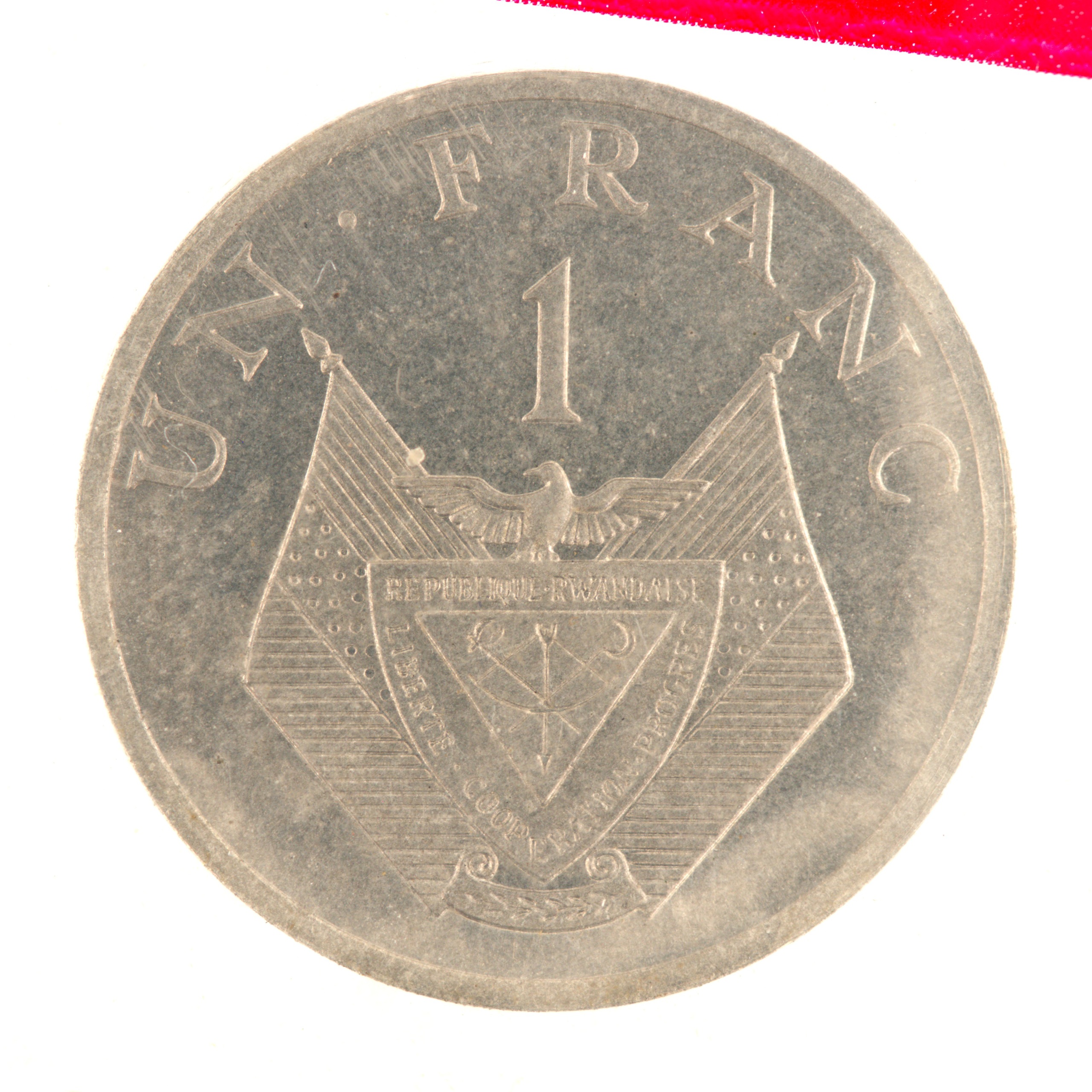 Rwanda - Pièce essai 1 Franc 1977 aluminium - Mil / Armoiries – Image 6