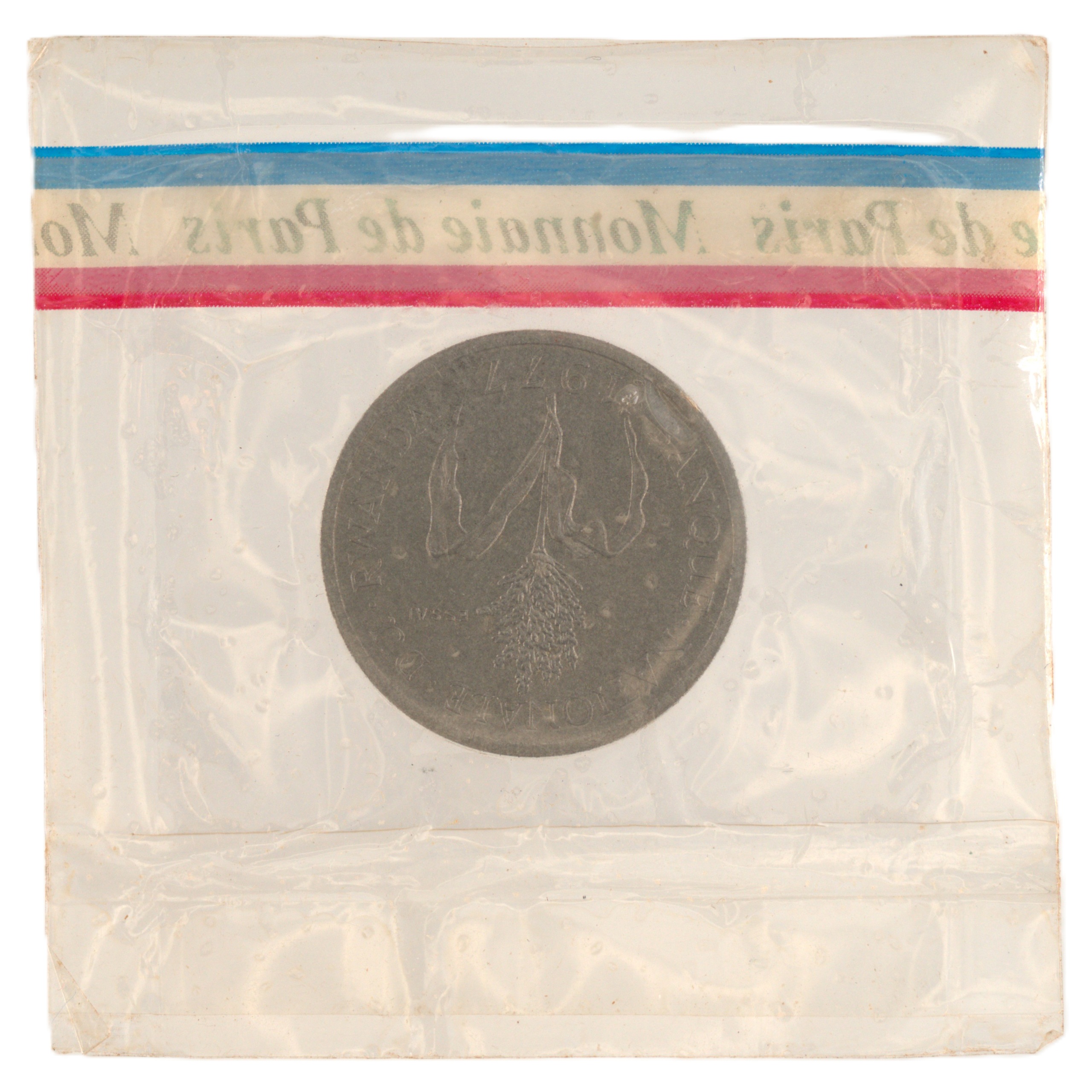 Rwanda - Pièce essai 1 Franc 1977 aluminium - Mil / Armoiries – Image 2